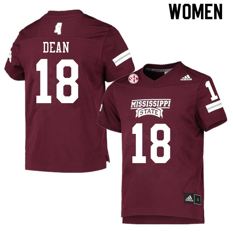 Women #18 Janari Dean Mississippi State Bulldogs College Football Jerseys Sale-Maroon